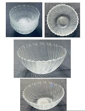 Vintage Arcoroc Cereal Bowls SEA BREEZE Glass Swirl Scalloped FRANCE 5-Pc Set picture