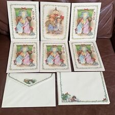 6 Vintage Christmas Greeting Cards Kids Girl Boy Pajamas Star Cleo USA Envelopes picture