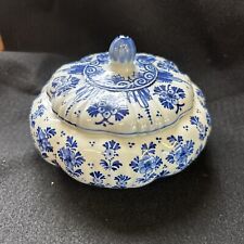Vintage Rare De Porceleyne Fles Royal Delft Blue Covered Jar picture