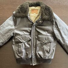 Vintage Excelled Leather Bomber Flight Jacket 44 Brown Lined Beautiful Sherpa picture