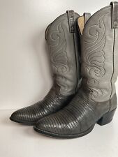 Vintage Dan Post Charcoal Grey Teju Lizard Cowboy Boots 10 D Old Label picture