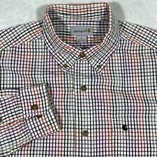 Carhartt Long Sleeve Button Down Shirt Men’s Large White Red Gray Plaid picture