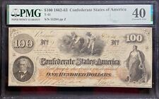 T-41 $100 1862 Confederate States Banknote Civil War Confederacy Money PMG XF40 picture
