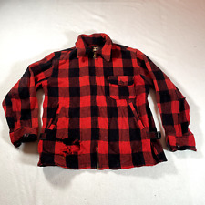 Vintage 1950s Woolrich Jacket Mens Medium Red Wool Buffalo Plaid Hobo Distressed picture