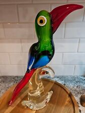 Large Murano Glass Art Parrot. Tropical Colorful, Beachy Vibe. 13'  picture