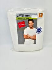 Hanes Men's White Crew Neck T-Shirts Tagless Comfortsoft Tops 3-Pack Size Medium picture