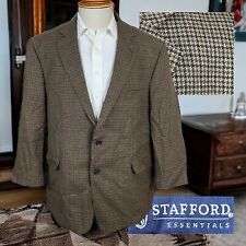 Stafford Sport Coat Mens 50S Brown Check Soft Tweed Flannel Wool picture