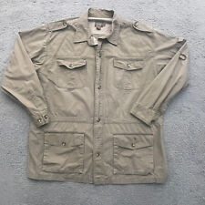 Cabelas Safari Series Shirt Mens 3XLT Button Up Green Canvas Jacket Hunting picture