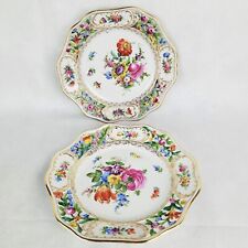 Dresden Carl Thieme Salad Plates Set 2 Reticulated Hand Painted Floral Antique picture