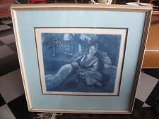 Vintage Mid Century Color Etching 