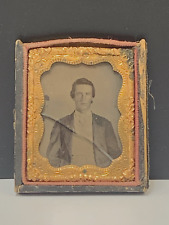 Antique Daguerreotype Man In Suit Mid 1800's Tin Type Photograph *Please read picture