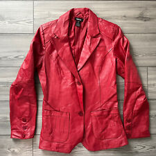 MetroStyle Leather Blazer Jacket Red Lined Vintage 80s/90s 10 T (runs small) EUC picture