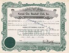 Kansas City Baseball Club, Inc. signed by E.G. Barrow - Stock Certificate - Spor picture