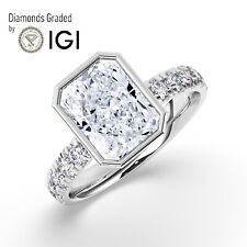 Radiant Solitaire 18K White Gold Engagement Ring,3 ct, Lab-grown IGI Certified picture