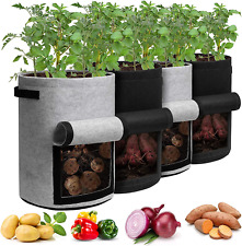 4 Pack Potato Grow Bags with Flap 10 Gallon  Planter Pot with Handles picture
