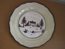 Pine Ridge Cumbow 10 inch Plate Cabin w Trees Heavy Copper Rim with Green Ring picture