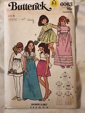 Vintage Butterick Pattern 6063 Long or Short Dress Child Girl Size 4-14 picture