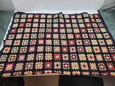 Vintage Multicolor Crochet Granny Square Roseanne Afghan Quilt Blanket 48