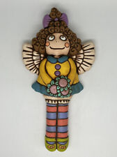 Vintage Folk Art Pottery Wall Hanging Angel Signed Handmade picture