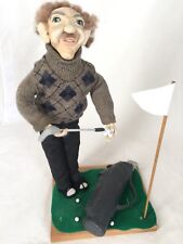 OOAK Sculpted Clay Old Man Golfer Ugly Face Character Figure Figurine picture