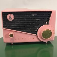 1957 Emerson Model 870B Pink Table Top 5 Tube Radio Restorative MCM Deco Display picture