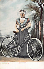  Woman and a Bicycle, Zeeland, Netherlands, Very Early Postcard, Unused picture