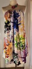 NWT NICOLE MILLER Beautiful Satin Watercolors Floral Strapless Dress Sz 12 picture