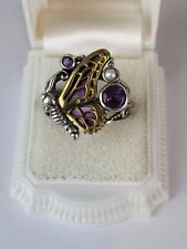 Echo of the Dreamer Silver Bronze Butterfly Ring Amethyst Size 9 picture