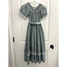Vintage green gingham prairie core dress and bonnet picture