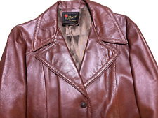 Vintage 1950s -60s Reed men's brown leather blazer jacket size -photos picture