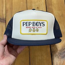 Vintage Snapback Trucker Hat Pep Boys Automotive Logo Patch Cap picture