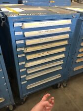 LYON WHEELED STORAGE CABINET TOOL BOX 9-DRAWER 30 X 28 X 52 STEEL BLUE USED #13 picture
