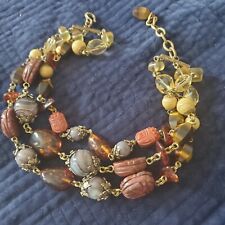 Stephen Dweck Mixed Gems 3 -Strands SCARABS CITRINE AMETHYSTTone Necklace  picture
