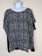 NWT Evans Womens Plus Size 30/32 (4X) Blue Radial Abstract Top Short Sleeve picture