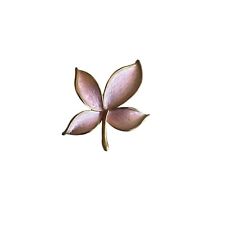 Vintage J.J. Pink Enamel Leaf Flower Pin Broach picture