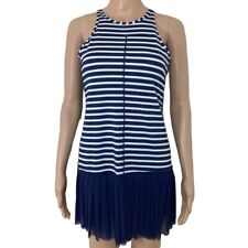 New Balance x J.Crew Collab Blue Striped Athletic Tennis Golf Dress Sz Med $70  picture