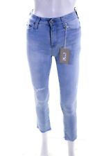 AG Womens Mari Crop High Rise Slim Straight Jeans Pants Light Blue Size 24 picture