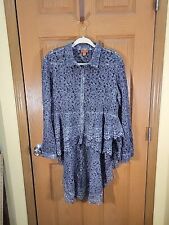 Scully Shirt Womens XL Gray Floral Cut Out High Low picture