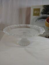 Vintage Mikasa Winter Dreams Crystal Footed Cake Stand Christmas picture