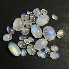 Natural Rainbow Moonstone Oval Cabochon Gemstone Lot 27 Pcs 3x5-10x12 MM 40 CT picture