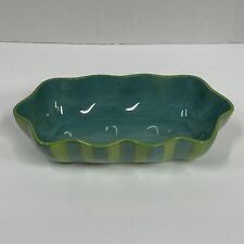 Gail Pittman Southern Living at Home Provence Ruffled Bowl Teal Lime Green 11” picture