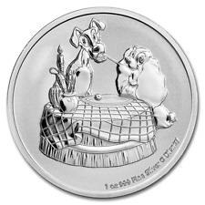 2022 Lady & The Tramp Disney 1 Oz 999 Fine Silver Niue $2 Coin BU JN605 picture