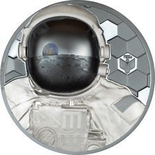 2024 Cook Islands Real Heroes Astronaut 3 oz Silver Black Proof Coin Mintage 850 picture