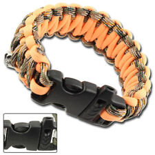Skullz 550 Paracord Survival Bracelet  Orange + Woodland Camo, With Whistle picture