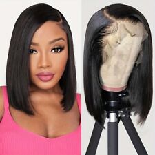 Straight Short Bob Wig Human Hair Wigs Transparent Lace Frontal picture