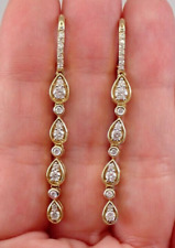 2Ct Lab Created Diamond Round Cut Drop-Dangle Earring 14K Yellow Gold Plated picture