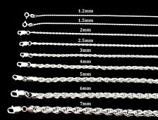 Real Solid 925 Sterling Silver Diamond Cut Rope Chain Italian Necklace Bracelet picture