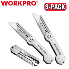 WORKPRO 3-Pack Folding Utility Knife Set EDC Box Cutter Knife Quick Change Blade picture