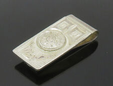 MEXICO 925 Sterling Silver - Vintage Mayan Aztec Sun Calendar Money Clip- TR2304 picture