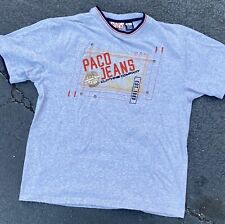 Vintage Paco Jeans 1990's Gray Street Fashion Ringer T-Shirt ~ Men’s Size Large  picture